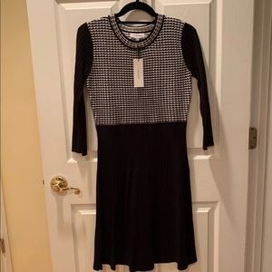 Calvin Klein knit dress black and white